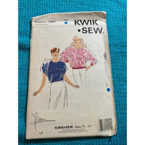 Kwik Sew pattern 1861 dolman top blouse 1980s Size xs s m L XL - Picture 1 of 5